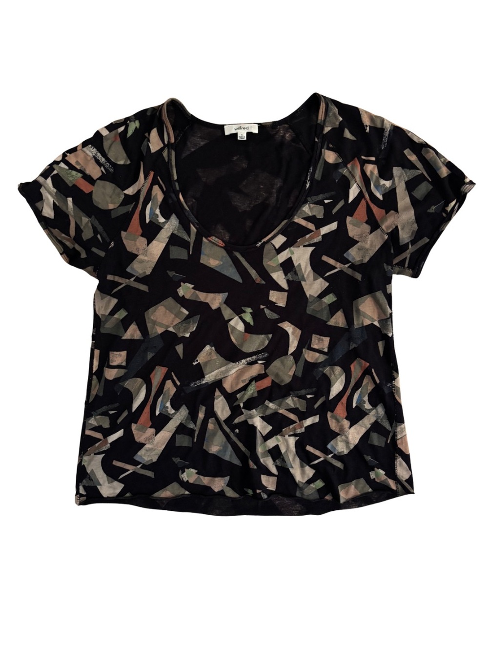 Wilfred Black Abstract Print Scoop Neck Tee